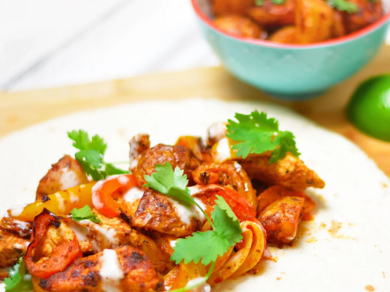Chicken Fajitas and Spicy Roast Potatoes