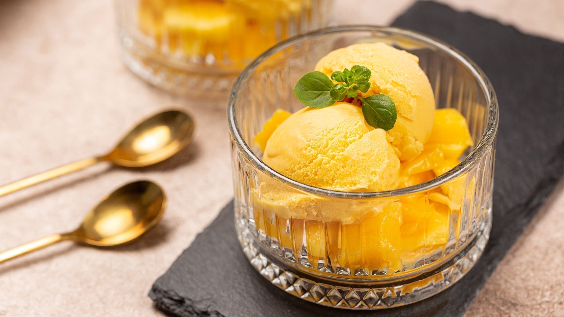 Mango with Basil Ice Cream