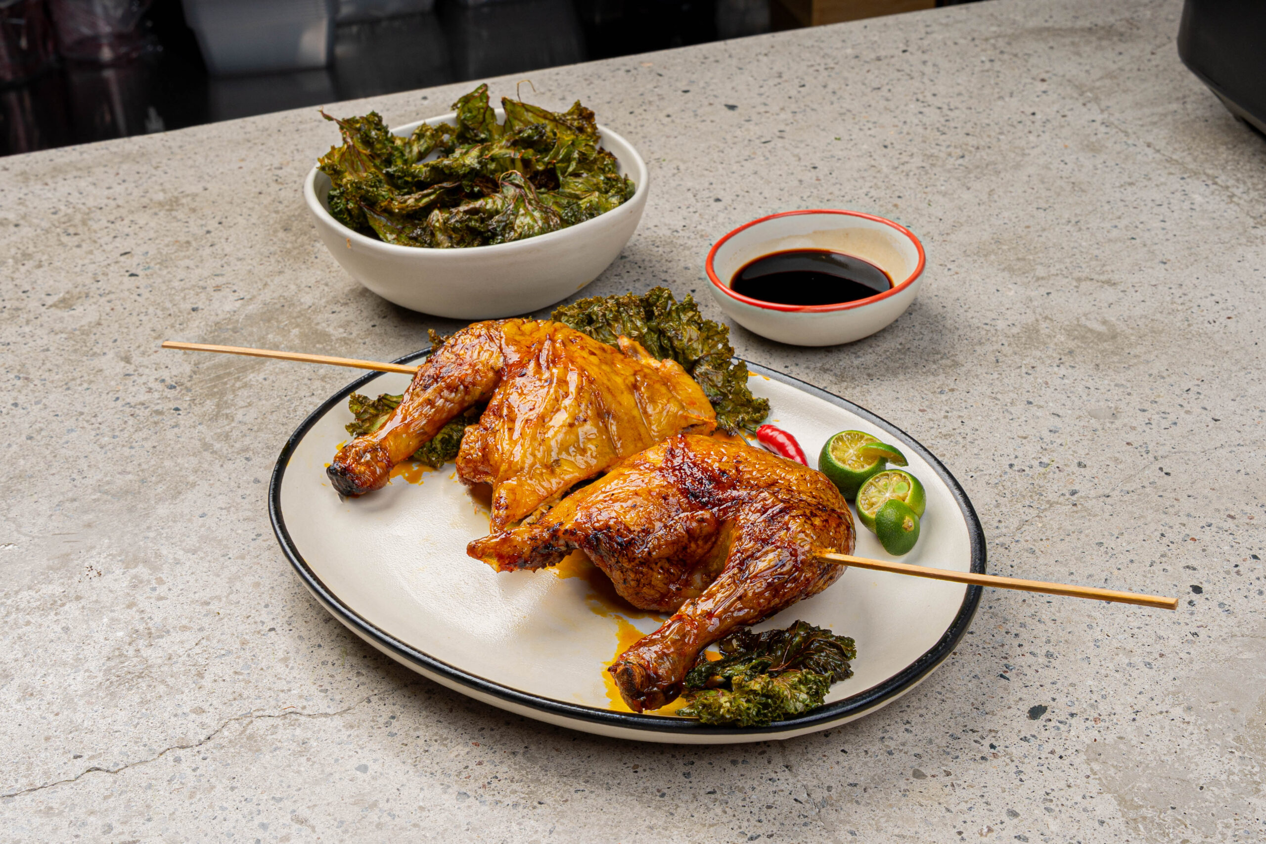 Air Fried Chicken Inasal with Kale Chips