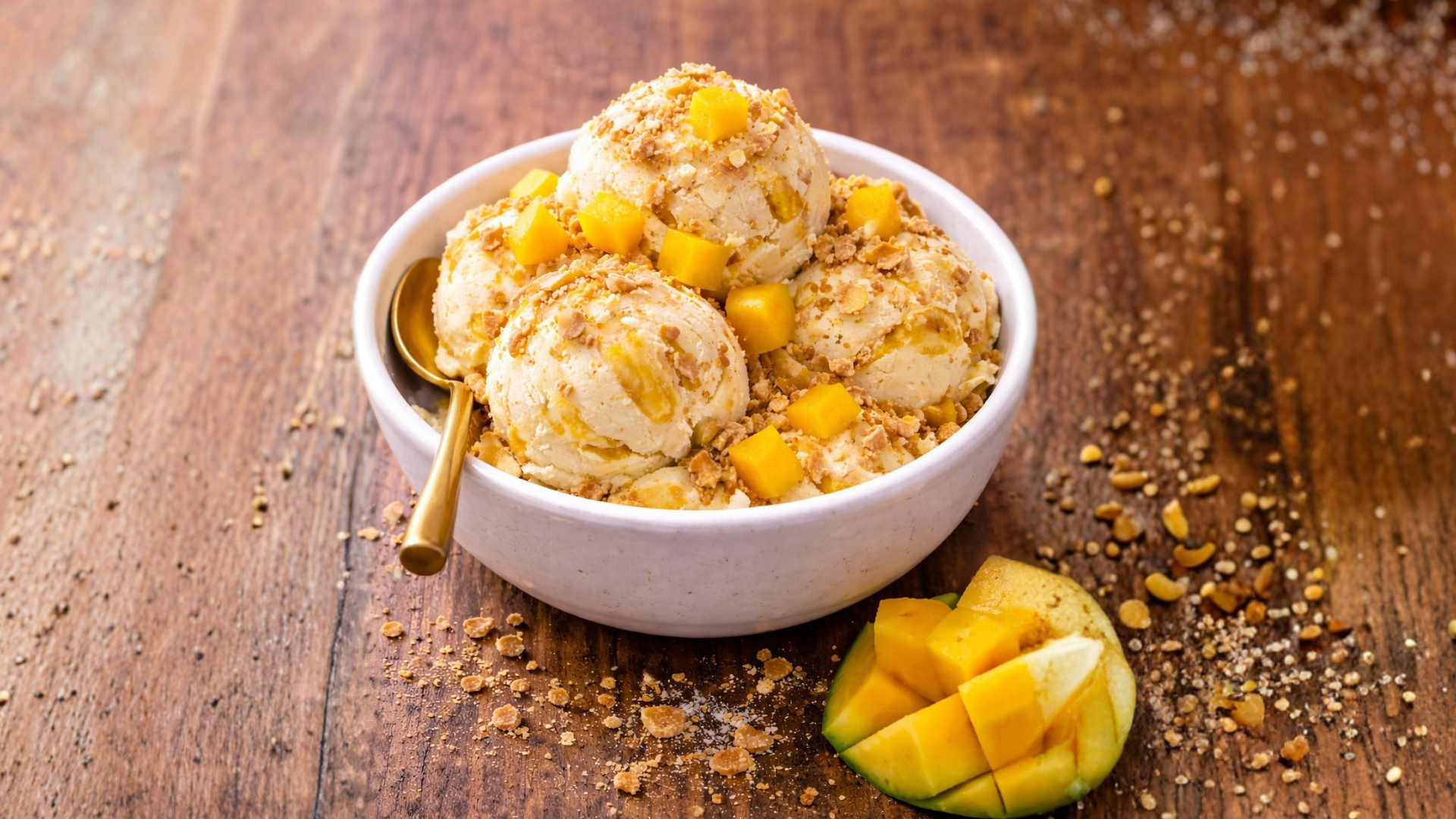 Homemade Mango Graham Ice Cream
