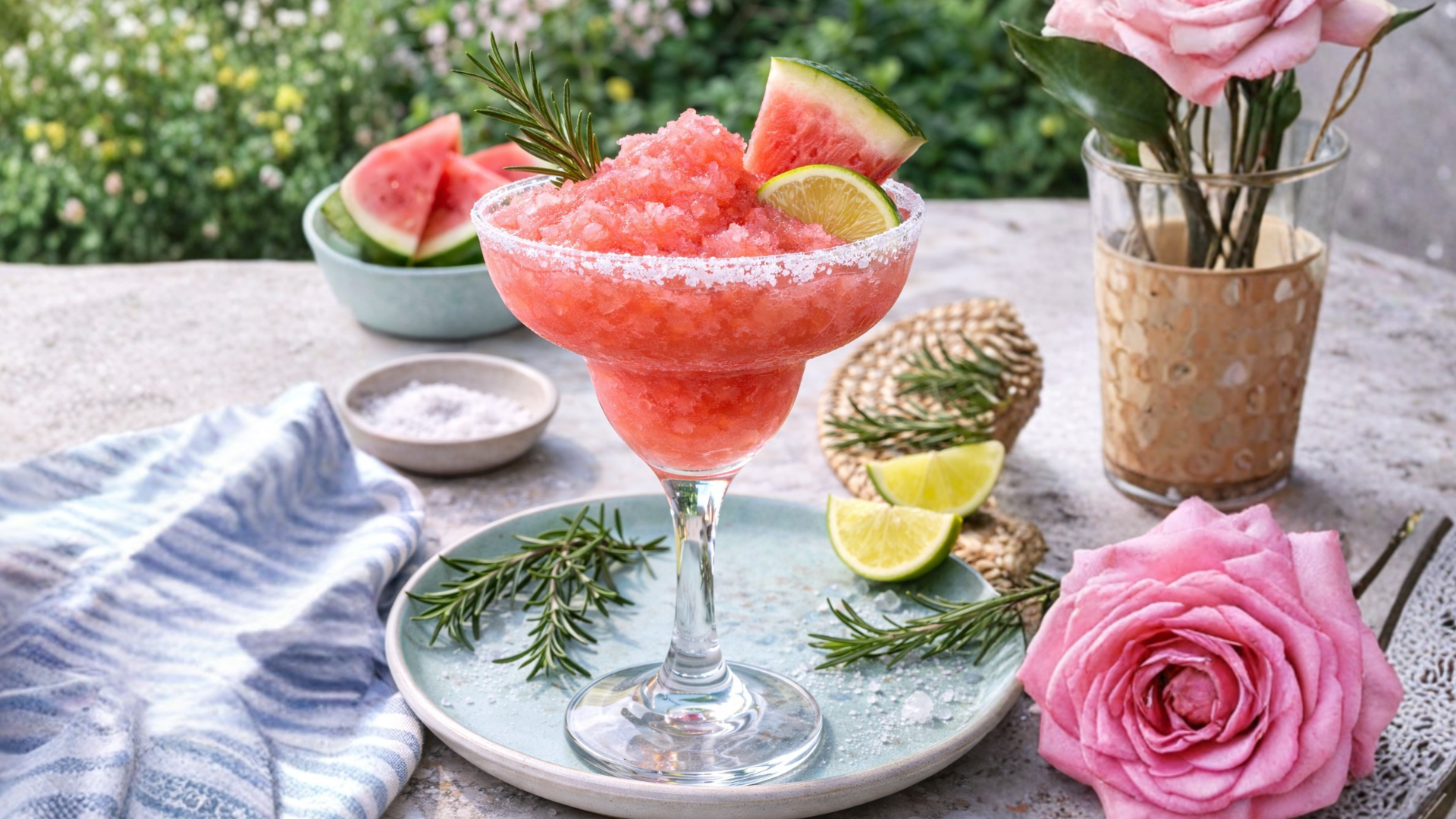 Watermelon Rosemary Margarita Slush