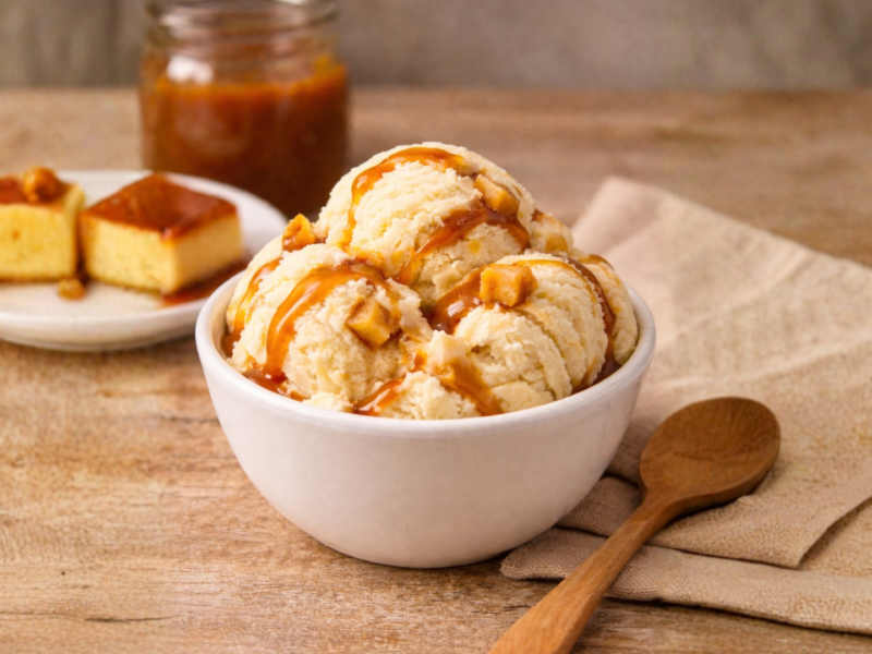 Homemade Leche Flan Ice Cream
